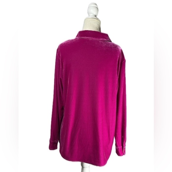 Soft Surroundings Magenta Pink Velvet Long Sleeve Top Size Petite Medium - Picture 2 of 6